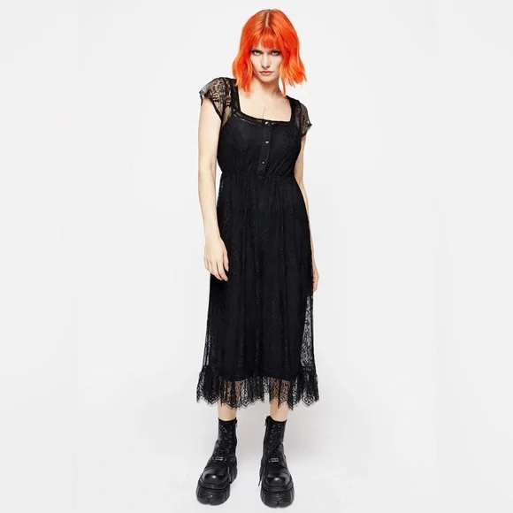 Disturbia Delilah Capped Sleeve Lace Midi Dress US 4 / UK 8 - Picture 4 of 9